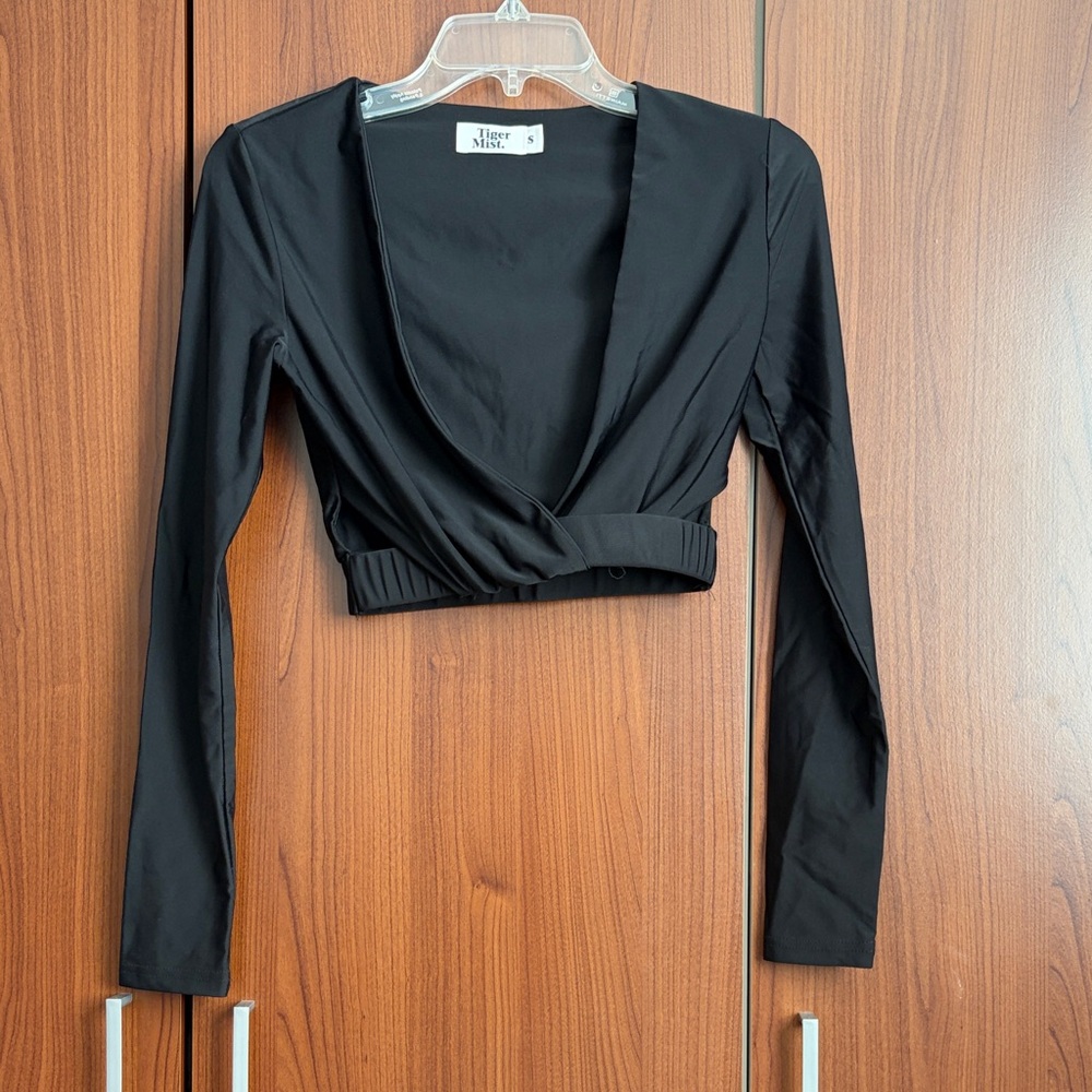 Nasty Gal Black Wrap Crop Top